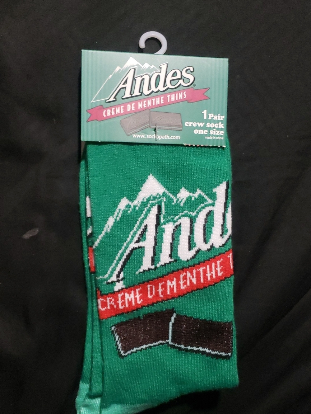 🤯3/$12 Andes Creme De Menthe Thins Green Crew Socks Unisex New